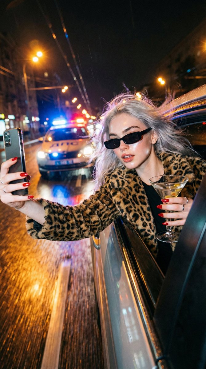 Cinematic night street selfie — GPT-4o Image